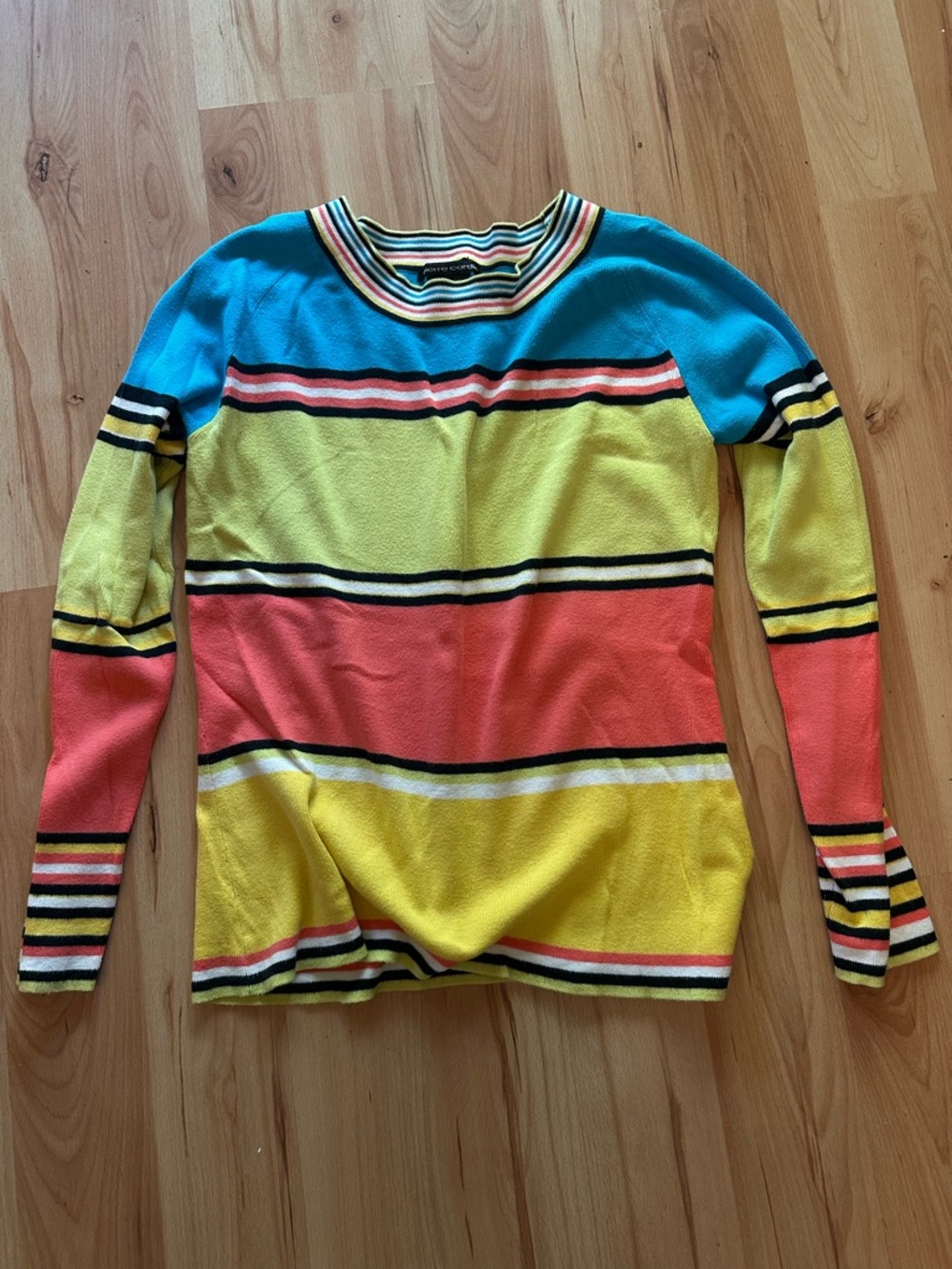 Pierre Cardin Multicolor Striped Long-Sleeve Top - Blue, Yellow, Coral, Pink